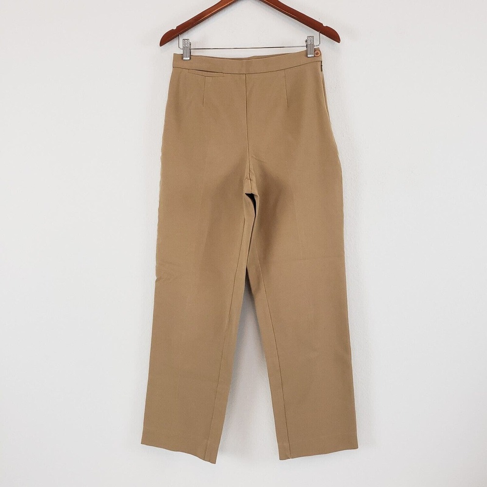 Liz Claiborne Lizsport Size 8 Tan High Waisted Flat Front Cotton Stretch Capri